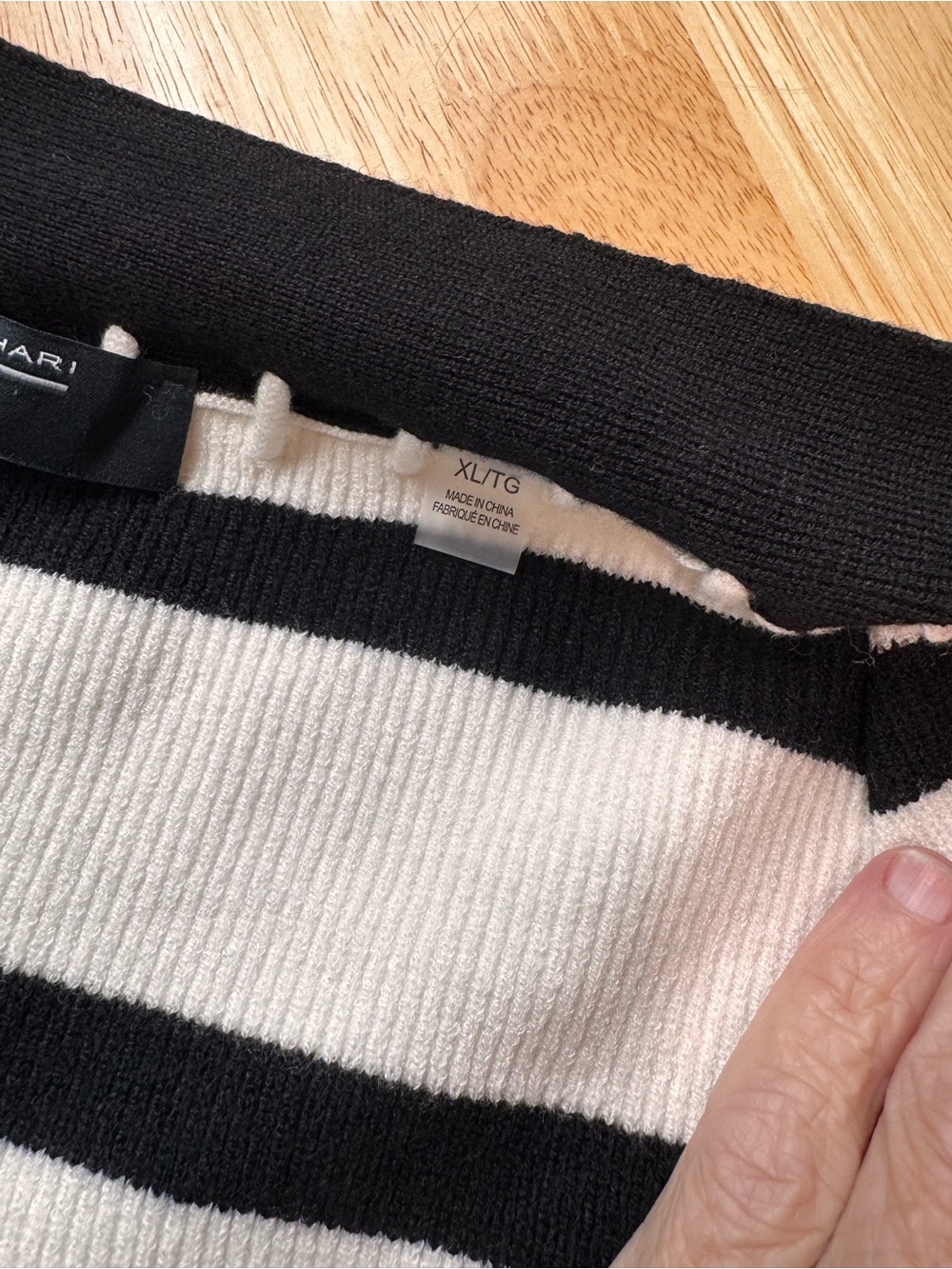 Tahari Black and White Striped Button-Front Cardigan - Picture 3 of 4